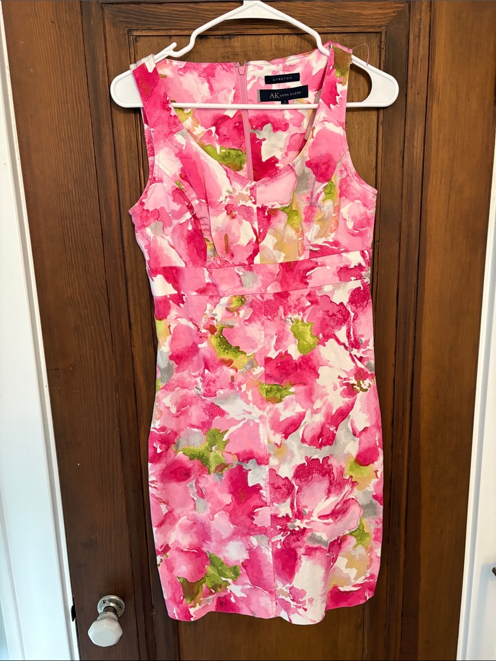 Anne Klein Pink and Green Floral Midi Dress